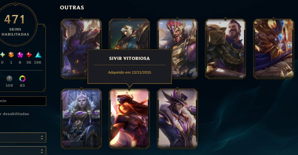 Conta lol esmeralda 2 , 471 skins com skins escolhidas na mão (negociável)