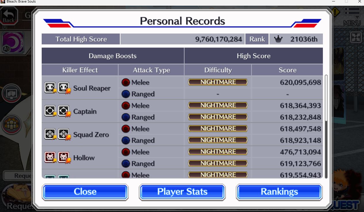Conta Bleach Brave souls Focada em Guild Quest