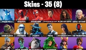 CONTA FORTNITE COM MIDAS, DEADPOOL, HOMEM ARANHA E 35 SKINS
