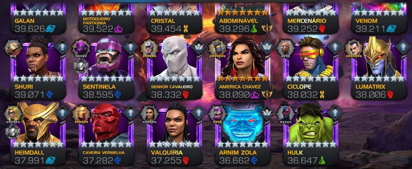 CONTA MARVEL TORNEIO DE CAMPEÕES NIVEL ANCIÃO 65 MARVEL CONTEST OF CHAMPIONS