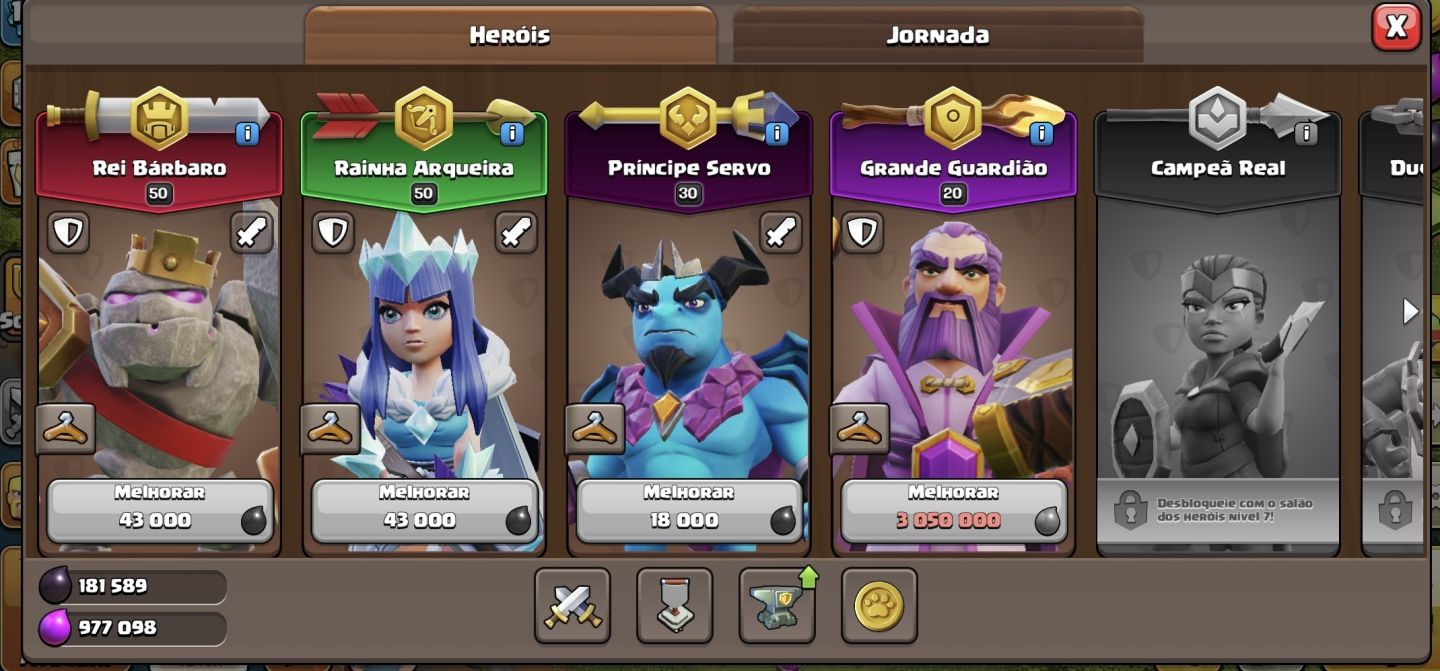 CONTA DE CLASH OF CLANS CV11 FULL E CLASH ROYALE ARENA 22