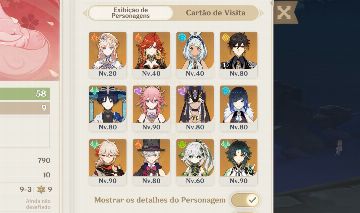 Nicole, Mavuika, mualani, zhongli c1, kazuha, scara, hutao, xiao e +