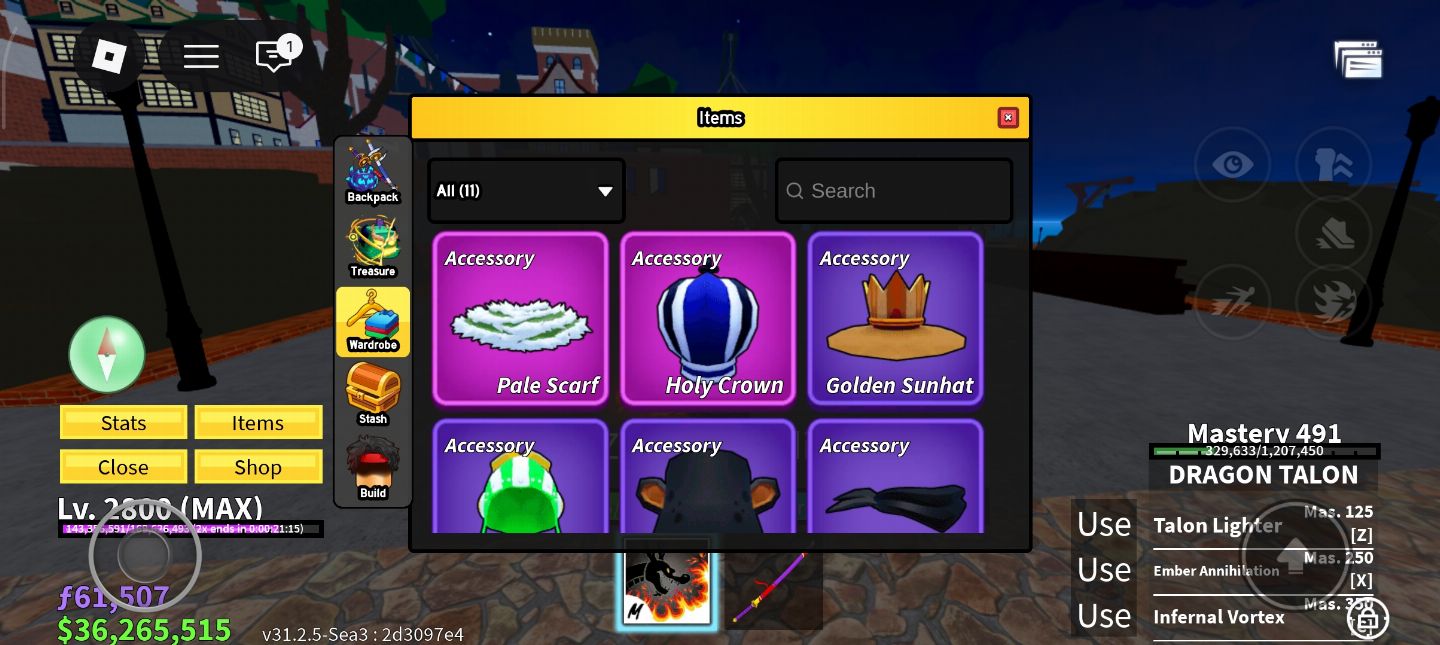 Blox Fruits LVL MAX 2800 | YAMA + SABER | 36M BELI | 61K FRAGS| ITENS RAROS B001