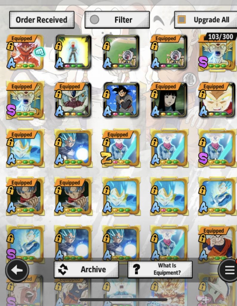 Conta dragon ball legends com vários legends e ultra + squadra de brinde