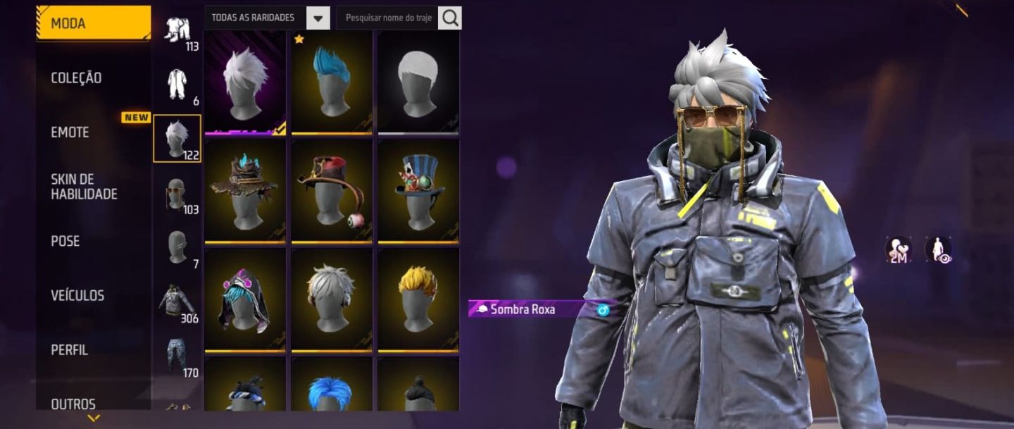 Conta de FF top com sombra roxa