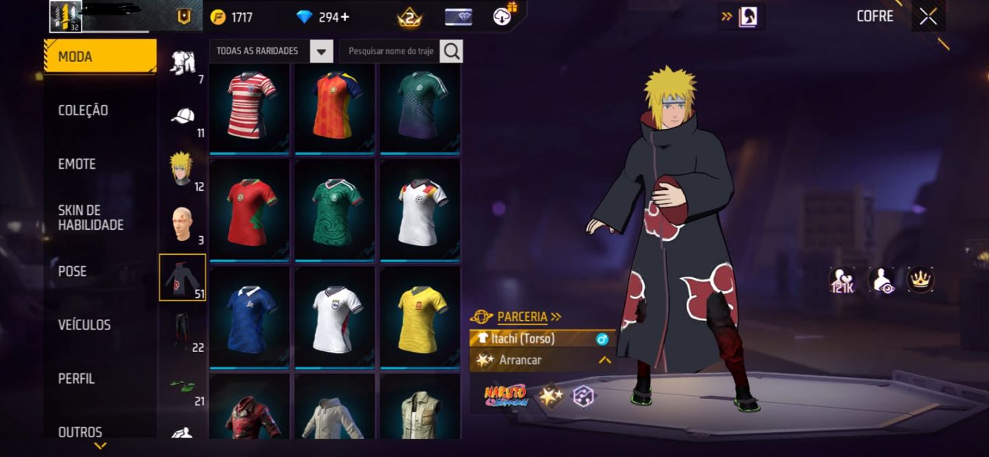 CONTA DE FREE FIRE COM ITACHI E 290 DIAMANTES NA CONTA!