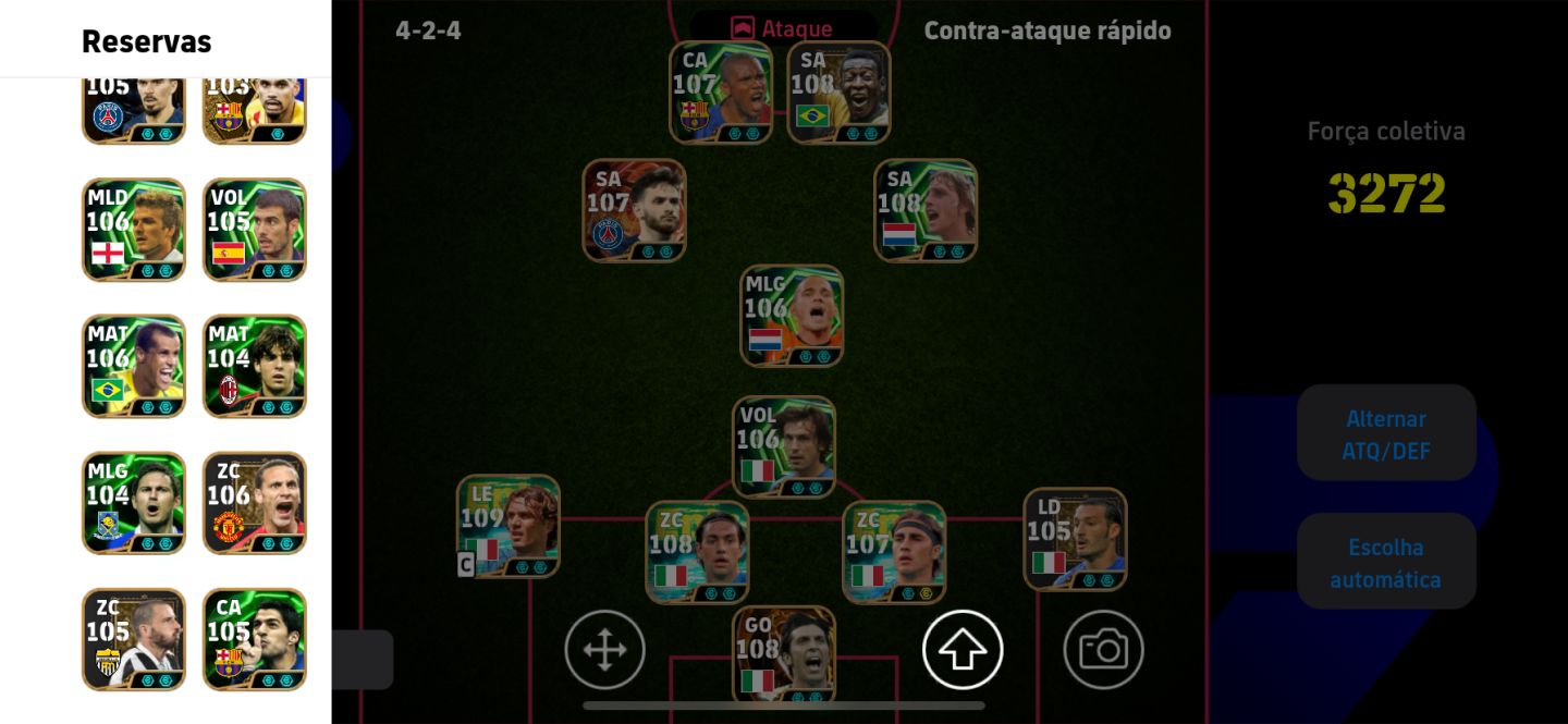 CONTA eFOOTBALL MOBILE | PELÉ 108 + MALDINI 108 + PIRLO 106 | FORÇA 3272