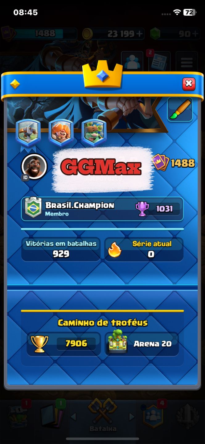 Conta Clash Royale Arena 20 | 7.9k Troféus | todas as cartas | 52 Emotes