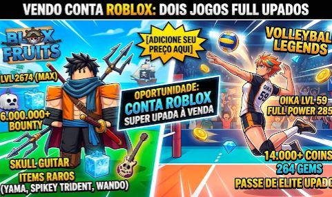 Conta Roblox MONSTRA: Blox Fruits Upado + Volleyball Legends