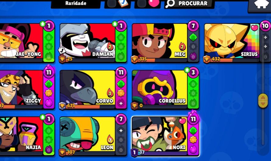 Conta de brawl stars, com nori, sirius