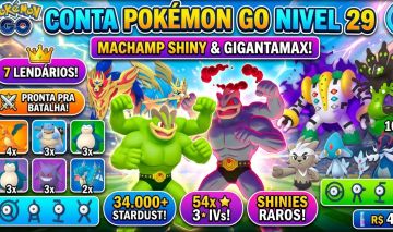 Conta Pokémon GO Nível 29 | Machamp Shiny & Giga/Dyna | 7 Lendários + 54x 3