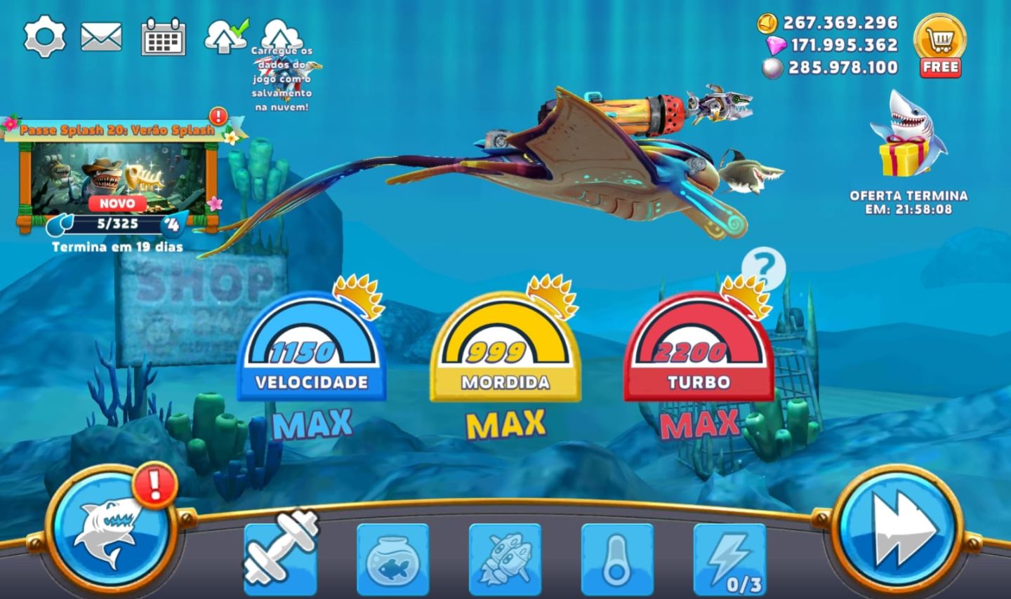 HUNGRY SHARK WORLD| 200 MILHÕES + DE MOEDAS, DIAMANTES E CONCHAS | ANDROID E IOS