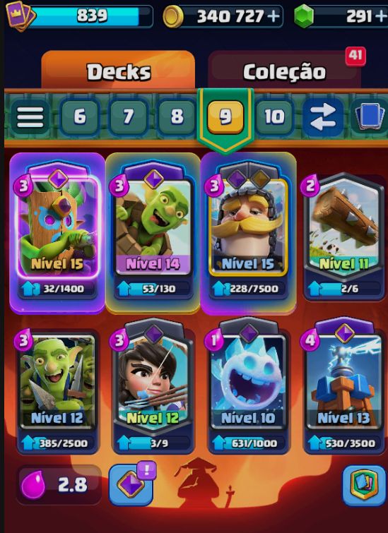 CLASH ROYALE BEM DECK BEM UPADO COM 2 EVOS 8100 TROFEIS 340K DE OURO