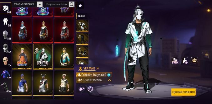 CONTA FREE FIRE LEVEL 81 PRIME 7 SOMBRA ROXA , UMP RUBI ,BANDEIRAO