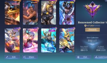 Conta mobile legends 210 Skins Full herói com recall da galinha