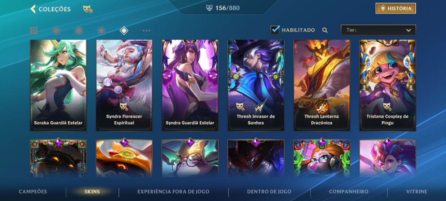 Conta wild Rift focada em mid/sup com grande coleção da campeã Lux