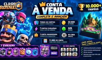 CONTA CLASH ROYALE 10K TROFÉUS , REI NV 14 +EVOLUÇÕES E EMOTES . 5 ANOS DE CONTA