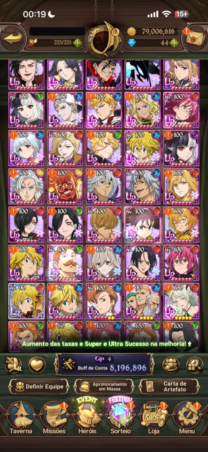 Conta Global 7DS Grand Cross 8.2M CCBOX | 25 LR | 17 Personagens de Collab