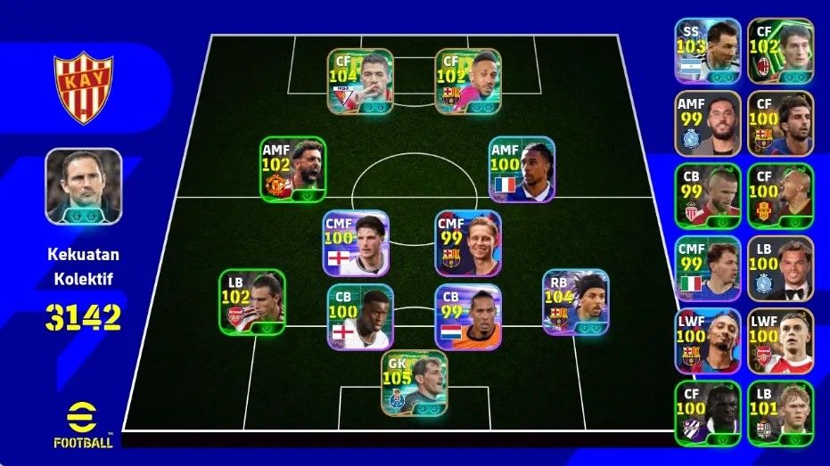 CONTA DE EFOOTBALL C/JULES KOUNDÉ LUIS SUÁREZ MASSARO, IKER CASILLAS, FORÇA 3142