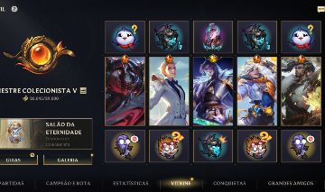 138 skins, incluindo várias exclusivas, logada na riot