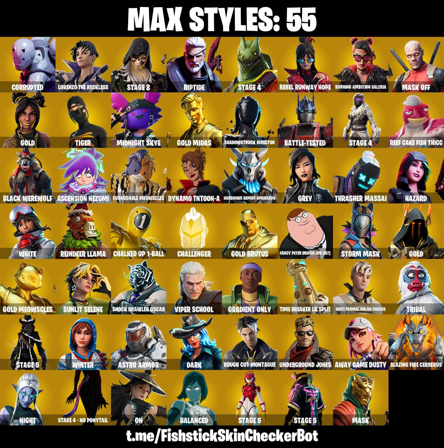 Conta Fortnite com Gold Midas | Gold Brutus | Gold Meowscles e 127 Skins
