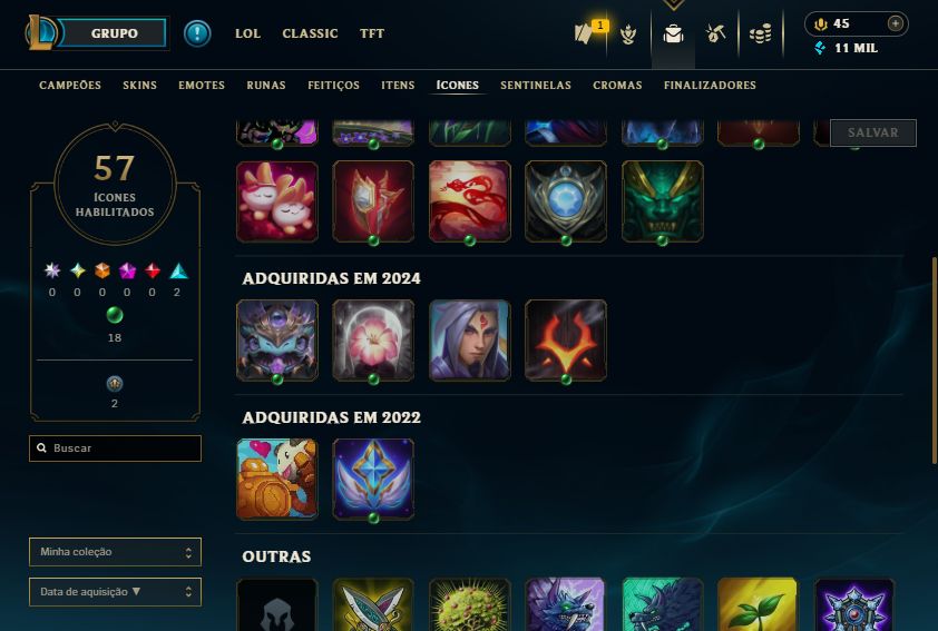 CONTA LOL DIAMANTE 3 - 59 SKINS - LV 79