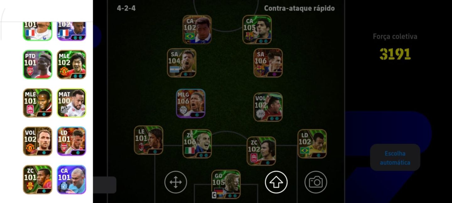 Conta efootball repleta de cartas raras messi 106 rooney aguero romario etc