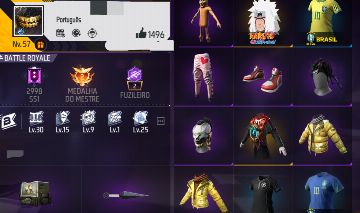 Conta free fire com 145 peitorais e roupas antigas (descrição)