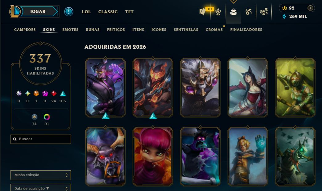 Conta League of Legends - Ex Mestre 600+ pdl 2025- 337 skins - lv 649