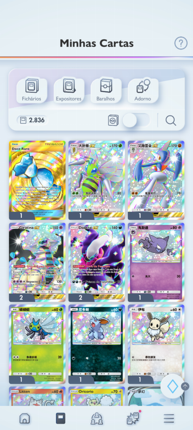 Conta Pokémon TCG- NV 34 com mais de 2,8k cartas, Doce Raro dourado PT BR e mais