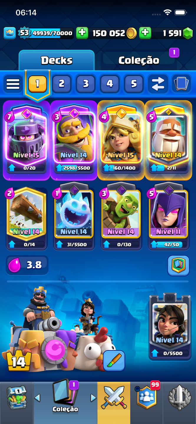 CONTA DE CLASH ROYALE UPADA E ANTIGA
