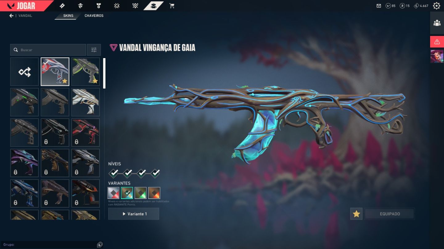 Valorant Nível 67 | Vandal Gaia + Karambit Saqueadora + Phantom pinaculo