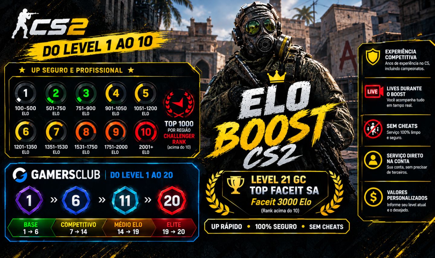 BOOST DE LEVEL GAMERSCLUB ou PREMIER CS2/CS - Up LEVEL GC