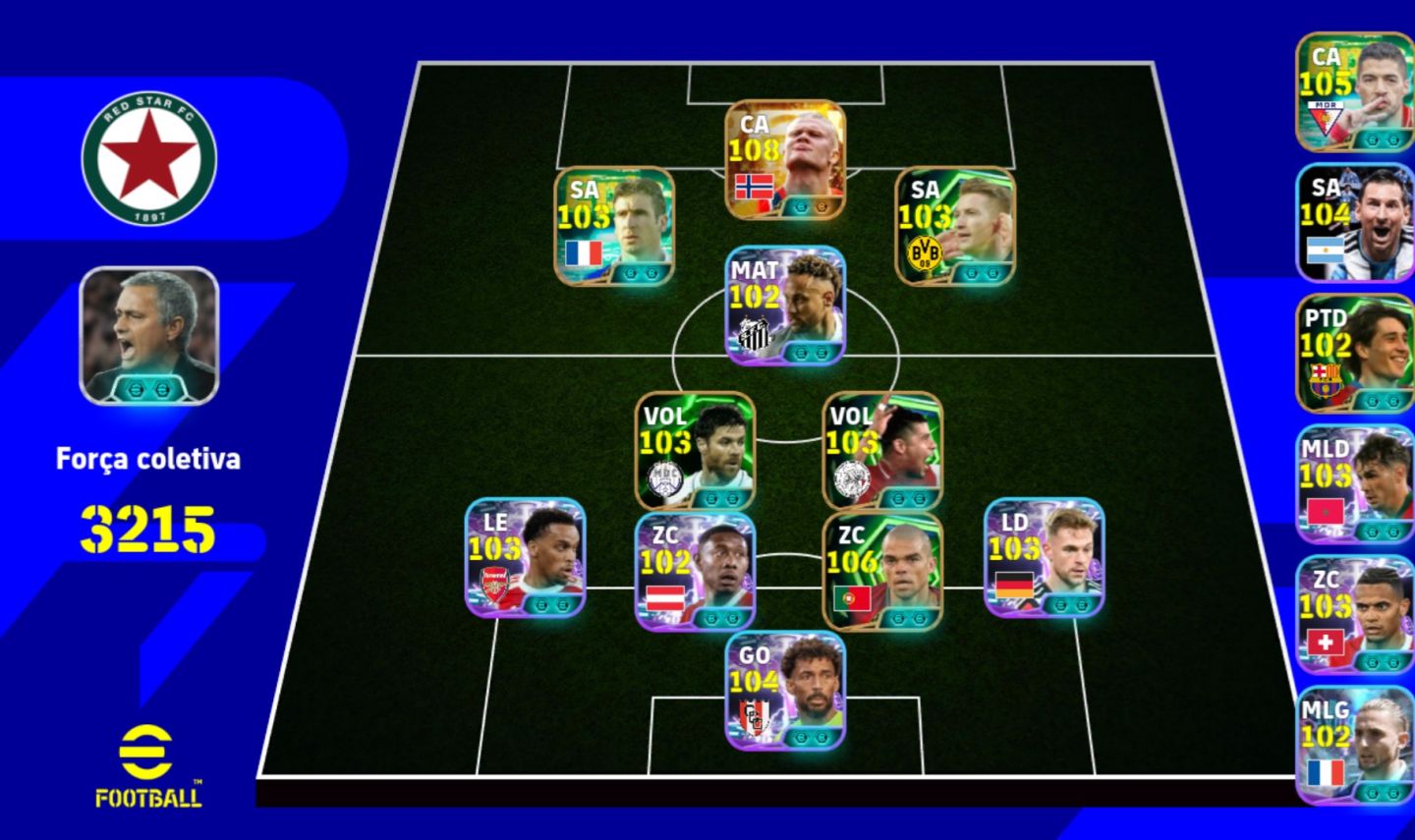 CONTA EFOOTBALL TOP 3215+ FORÇA | HAALAND 108 | PEPE 106 | JOSÉ MOURINHO