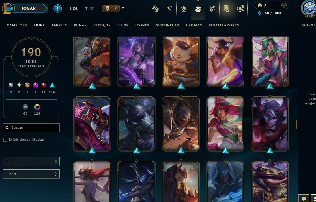 CONTA LEAGUE OF LEGENDS - 190 SKINS | NIVEL 610 | FULL ACESSO