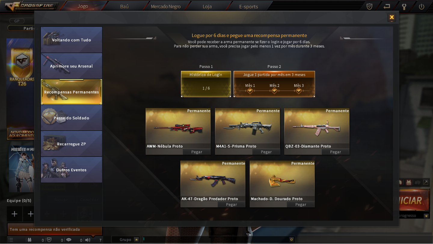 CONTA VIP CROSSFIRE ESCOLHA SUA VIP PROTO DENTRE AS 6 DISPONIVEIS NA IMAGEM