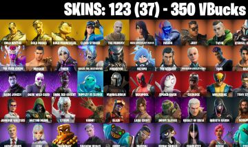 123 Skins - gold midas, gold brutus, cloud striker, the mummy, 350 vbucks
