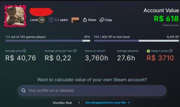 CONTA STEAM 149 JOGOS | 9,4 ANOS | NÍVEL 38 | 3.760 HORAS