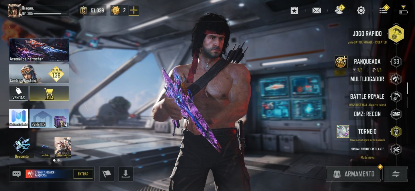 Conta call of duty mobile com Rambo