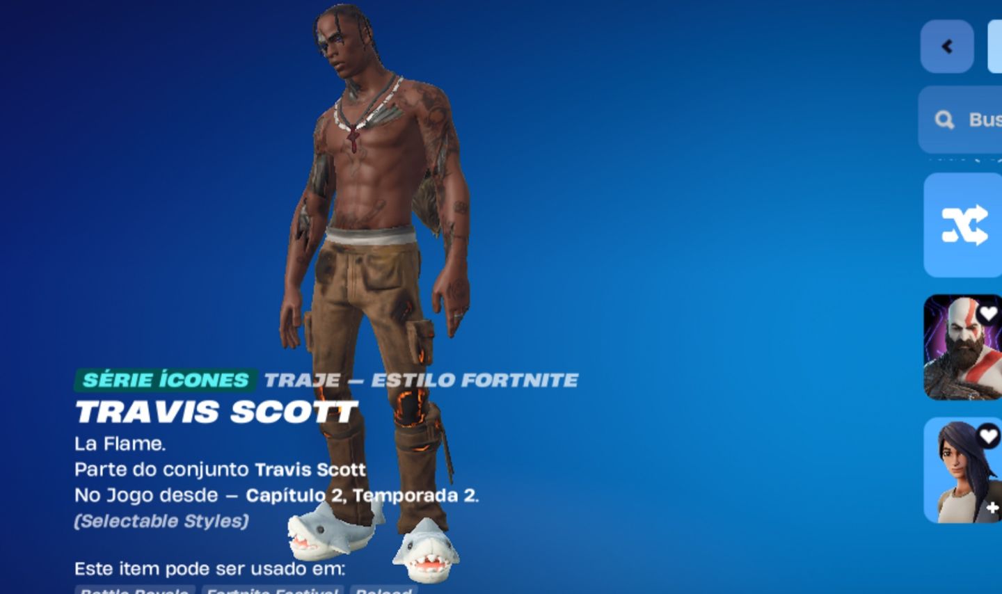 Conta fortnite. 134- Skins (SKINS EXCLUSIVAS) Travis scott, kratos, gold Midas