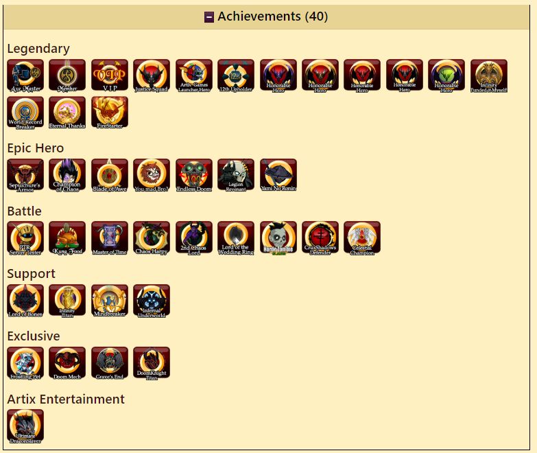 CONTA AQW LVL Level 100 COM 40 Achievements E 135 Itens no Inventário + RAROS.