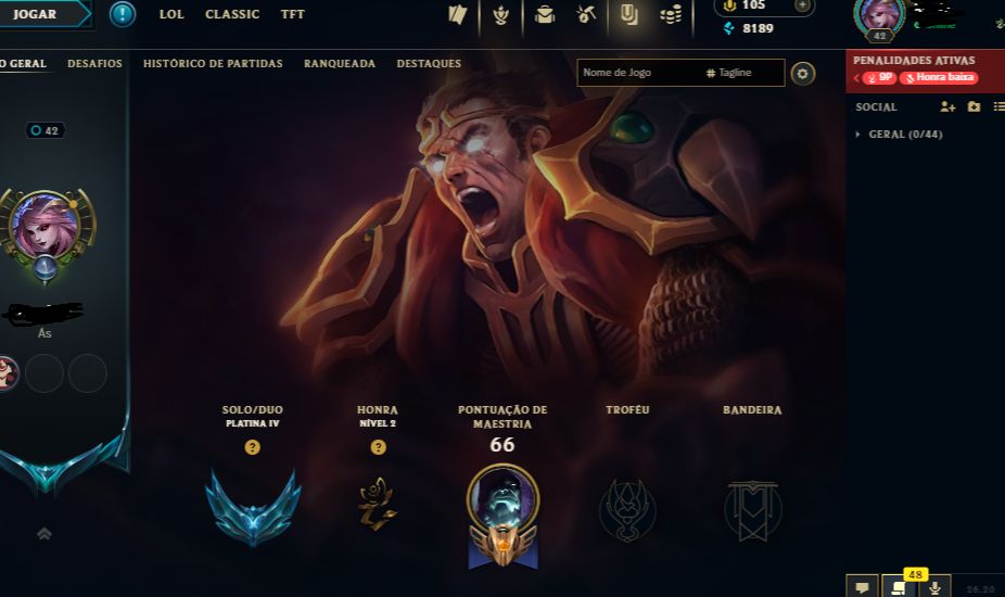 Conta Platina 4 League of Legends