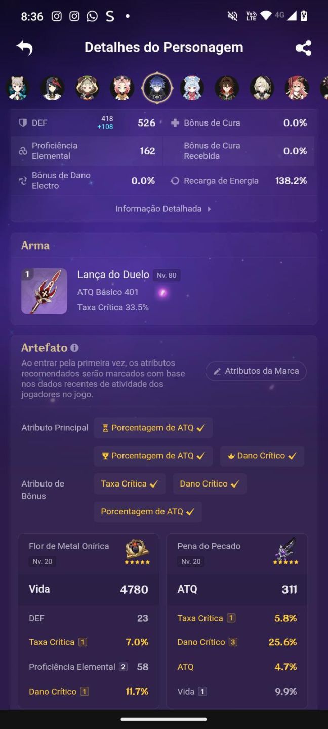 Conta Genshin AR 60 | Arlecchino, Furina e Neuvillette entre outros END GAME