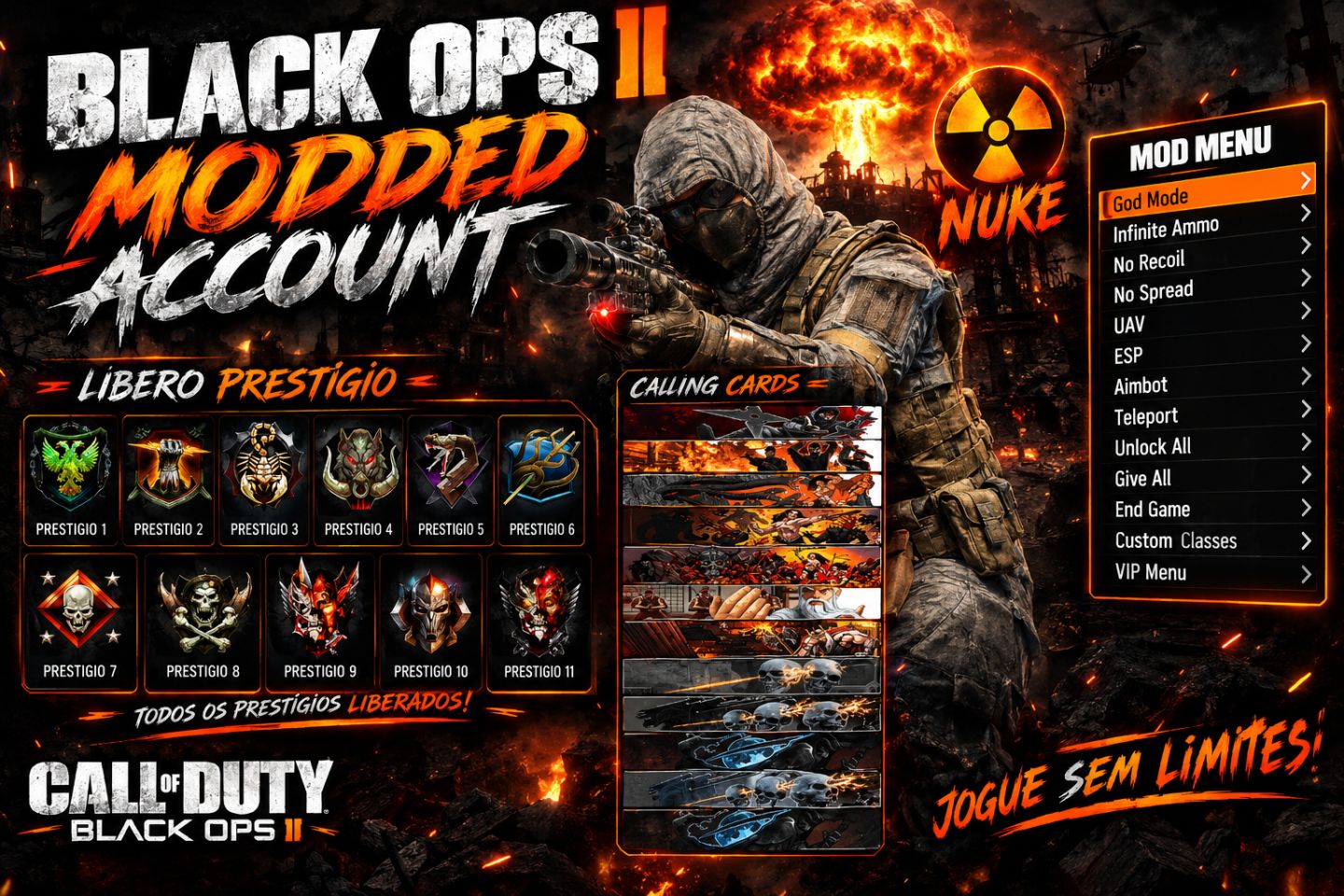 UNLOCK ALL NA SUA CONTA, PLATINA, BAIXAS, VITORIAS, PRESTIGIO. BLACK OPS 2 e 3