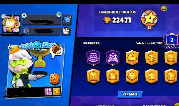 Conta Brawl Stars 22K Troféus | Leon, Rico e Jacky Power 11 | Skins Exclusivas