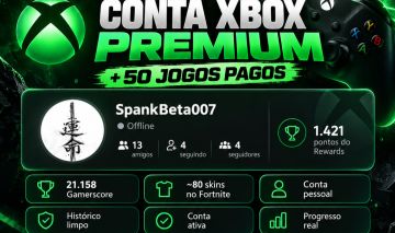 CONTA XBOX PREMIUM | +50 JOGOS AAA | 21K GS | RDR2, GTA V, AC, MK11diamante