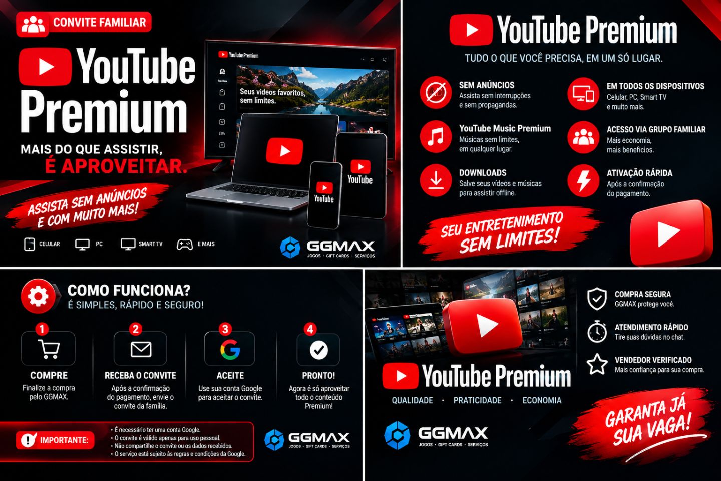 YouTube Premium | Convite Familiar | 30 Dias