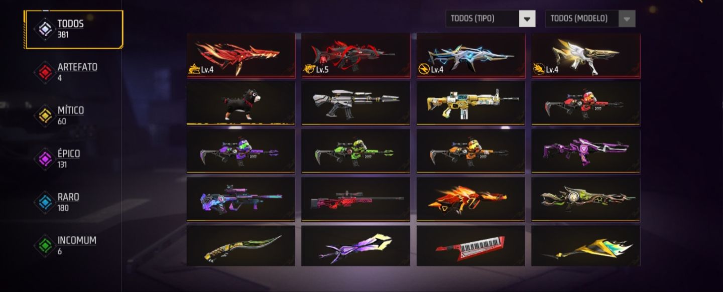 Conta Free Fire Gemada Angelical Passes Antigos Skins Raras