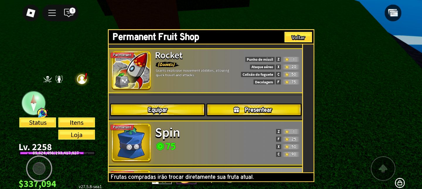 CONTA DE BLOX FRUIT DE NIVEL BAIXO