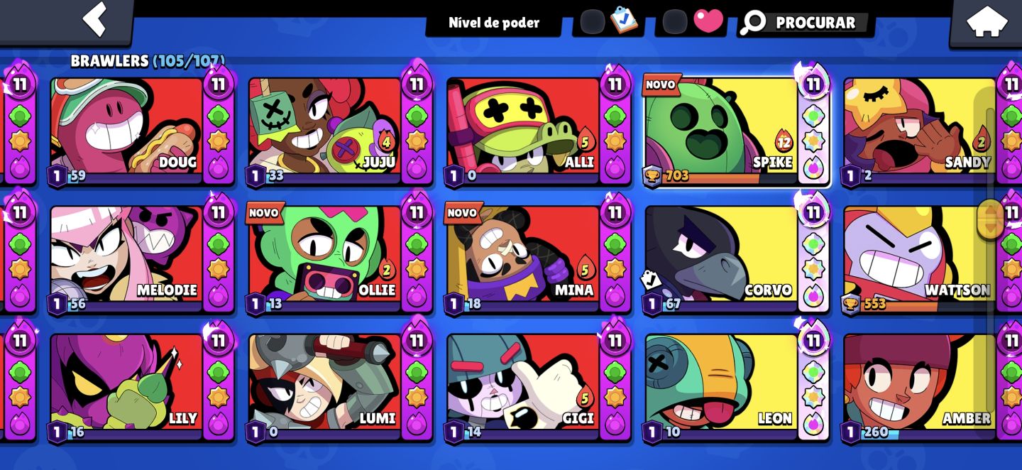 CONTA BRAWL STARS INSANA | 105/107 BRAWLERS|SKINS LENDÁRIAS/MÍTICAS HIPERCARGAS